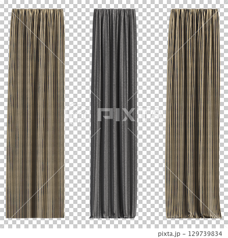 curtain isolated on a transparent background, interior decorations, 3D illustration, cg render curtain isolated on a transparent background, interior decorations, 3D illustration, cg render 129739834