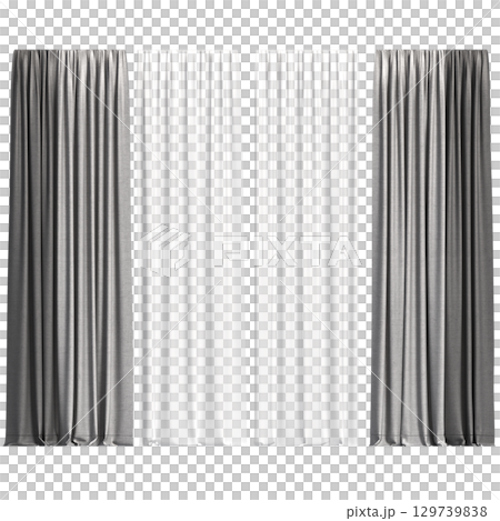 curtain isolated on a transparent background, interior decorations, 3D illustration, cg render curtain isolated on a transparent background, interior decorations, 3D illustration, cg render 129739838