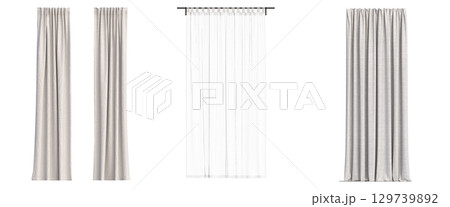 curtain isolated on a transparent background, interior decorations, 3D illustration, cg render curtain isolated on a transparent background, interior decorations, 3D illustration, cg render 129739892