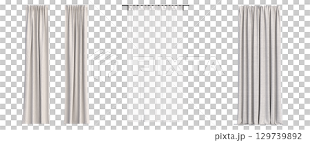 curtain isolated on a transparent background, interior decorations, 3D illustration, cg render 129739892
