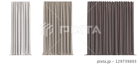 curtain isolated on a transparent background, interior decorations, 3D illustration, cg render 129739893