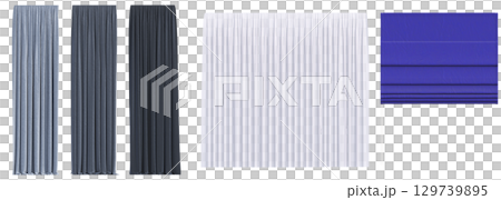curtain isolated on a transparent background, interior decorations, 3D illustration, cg render 129739895