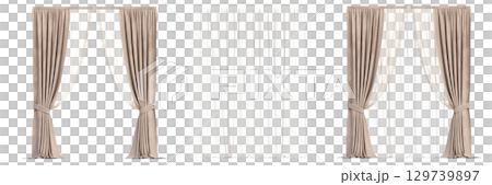 curtain isolated on a transparent background, interior decorations, 3D illustration, cg render curtain isolated on a transparent background, interior decorations, 3D illustration, cg render 129739897