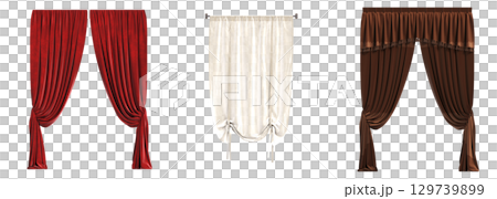curtain isolated on a transparent background, interior decorations, 3D illustration, cg render 129739899
