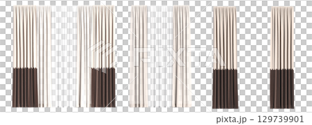 curtain isolated on a transparent background, interior decorations, 3D illustration, cg render 129739901