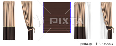 curtain isolated on a transparent background, interior decorations, 3D illustration, cg render 129739903
