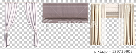 curtain isolated on a transparent background, interior decorations, 3D illustration, cg render curtain isolated on a transparent background, interior decorations, 3D illustration, cg render 129739905