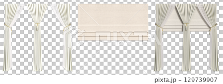 curtain isolated on a transparent background, interior decorations, 3D illustration, cg render curtain isolated on a transparent background, interior decorations, 3D illustration, cg render 129739907