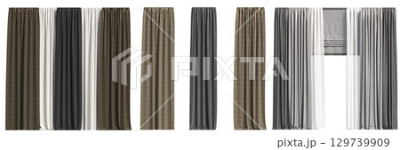 curtain isolated on a transparent background, interior decorations, 3D illustration, cg render curtain isolated on a transparent background, interior decorations, 3D illustration, cg render 129739909