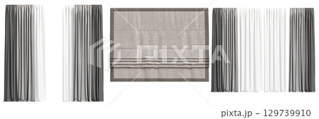 curtain isolated on a transparent background, interior decorations, 3D illustration, cg render 129739910