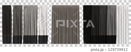 curtain isolated on a transparent background, interior decorations, 3D illustration, cg render 129739912