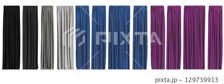 curtain isolated on a transparent background, interior decorations, 3D illustration, cg render curtain isolated on a transparent background, interior decorations, 3D illustration, cg render 129739913