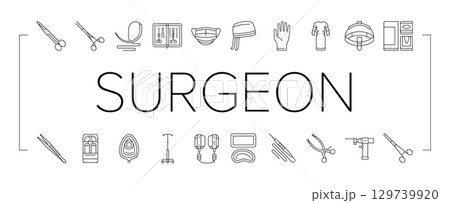 surgeon accessories scalpel icons set vector surgeon accessories scalpel icons set vector 129739920