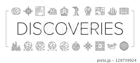 great geographical discoveries icons set vector 129739924