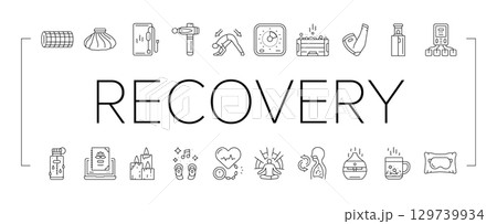 recovery wellness practices icons set vector 129739934