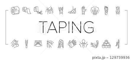 kinesio taping kinesiology icons set vector kinesio taping kinesiology icons set vector 129739936