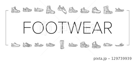 footwear tourism shoes sandals icons set vector 129739939