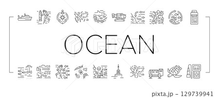 world ocean marine biodiversity icons set vector 129739941