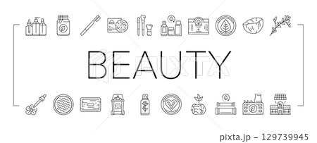 sustainable beauty eco friendly icons set vector sustainable beauty eco friendly icons set vector 129739945