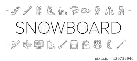snowboard freestyle alpine icons set vector 129739946
