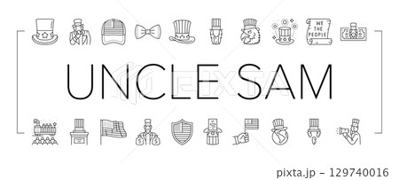 uncle sam patriotism propaganda icons set vectorのイラスト素材 [129740016] - PIXTA