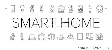 smart home wellness automation icons set vector smart home wellness automation icons set vector 129740025