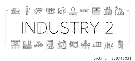 industry 2.0 automation robotics icons set vector 129740031