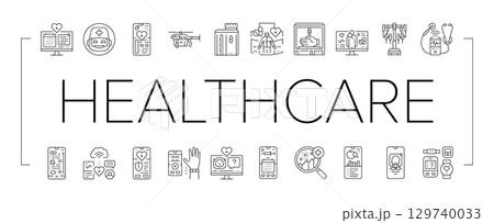 healthcare innovations robotics icons set vector 129740033