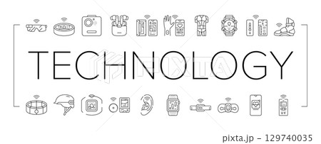 wearable technologies tracker icons set vector 129740035