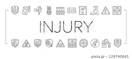 injury prevention safety icons set vector injury prevention safety icons set vector 129740045