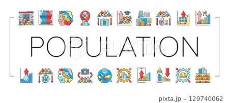 population growth icons set vector 129740062