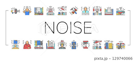noise pollution icons set vector 129740066