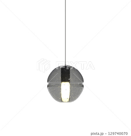 chandelier on the ceiling isolated on transparent background, hanging lamp, pendant light, 3D illustration, cg render 129740070