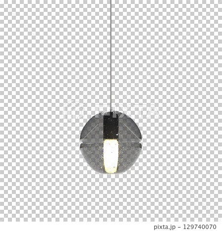 chandelier on the ceiling isolated on transparent background, hanging lamp, pendant light, 3D illustration, cg render 129740070