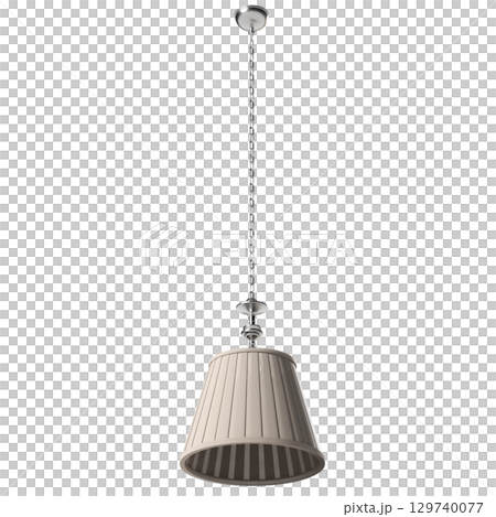chandelier on the ceiling isolated on transparent background, hanging lamp, pendant light, 3D illustration, cg render 129740077