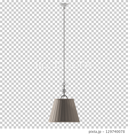 chandelier on the ceiling isolated on transparent background, hanging lamp, pendant light, 3D illustration, cg render 129740078