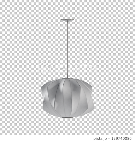 chandelier on the ceiling isolated on transparent background, hanging lamp, pendant light, 3D illustration, cg render 129740086
