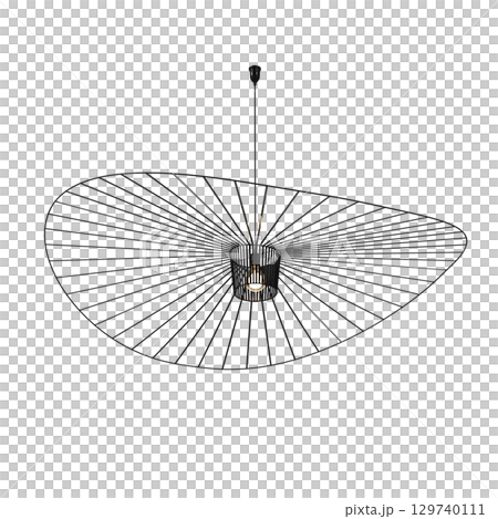 chandelier on the ceiling isolated on transparent background, hanging lamp, pendant light, 3D illustration, cg render 129740111