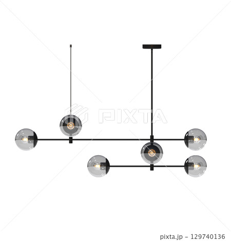 chandelier on the ceiling isolated on transparent background, hanging lamp, pendant light, 3D illustration, cg render chandelier on the ceiling isolated on transparent background, hanging lamp, pendant light, 3D illustration, cg render 129740136