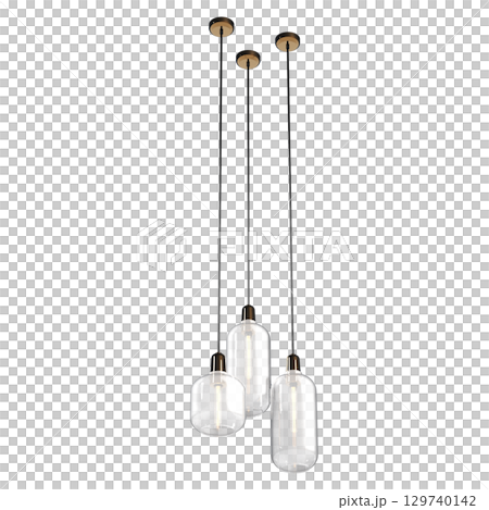 chandelier on the ceiling isolated on transparent background, hanging lamp, pendant light, 3D illustration, cg render chandelier on the ceiling isolated on transparent background, hanging lamp, pendant light, 3D illustration, cg render 129740142
