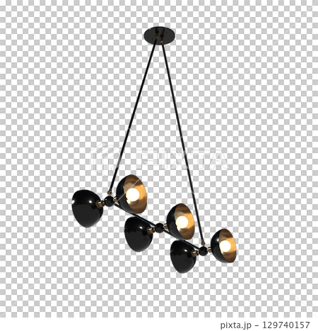 chandelier on the ceiling isolated on transparent background, hanging lamp, pendant light, 3D illustration, cg render chandelier on the ceiling isolated on transparent background, hanging lamp, pendant light, 3D illustration, cg render 129740157