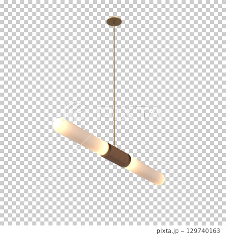 chandelier on the ceiling isolated on transparent background, hanging lamp, pendant light, 3D illustration, cg render 129740163