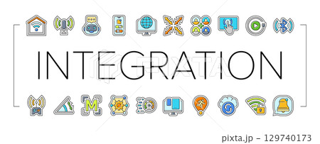 integration compatibility product icons set vector 129740173