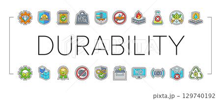 strength durability product icons set vector 129740192