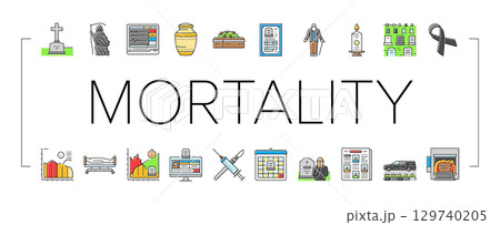 mortality death life aging icons set vector 129740205