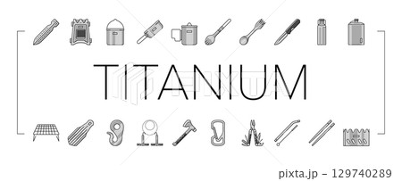 titanium lightweight accessories icons set vector 129740289