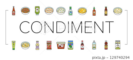 condiment ketchup mustard icons set vector 129740294