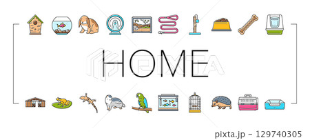 multi species home icons set vector multi species home icons set vector 129740305
