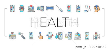 personalized health tech icons set vector personalized health tech icons set vector 129740339