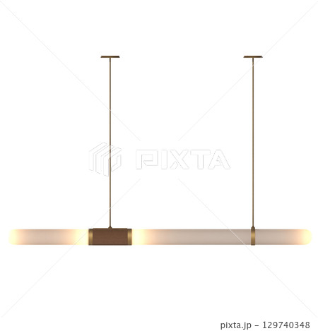 chandelier on the ceiling isolated on transparent background, hanging lamp, pendant light, 3D illustration, cg render 129740348